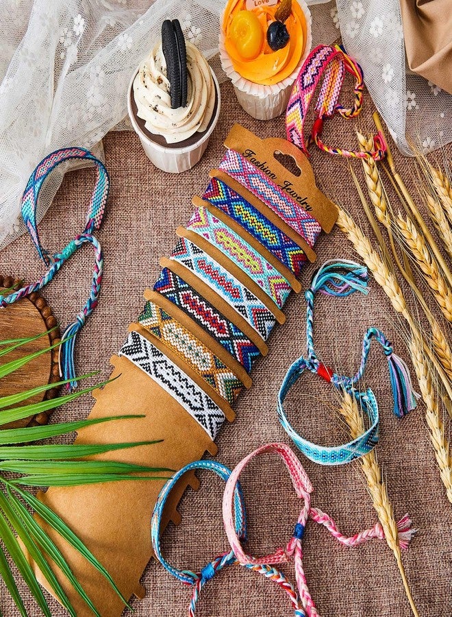 Henoyso 100 Pcs Woven Friendship Bracelets Bulk Adjustable Braided Bracelets Woven Nepal String Kids Bracelet with Sliding Knot Closure for Women Girls and Teens Camp 12 Random Colors - Image 4